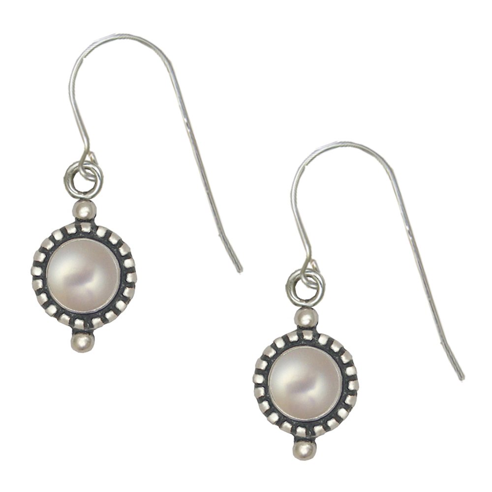 Sterling Silver Little Cultured Freshwater Pearl Gemstone Drop Dangle Earrings